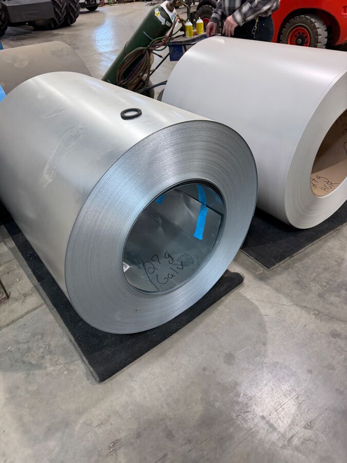 Galvalume coil staged for the line — Valley Steel & Trim, Carpenter SD